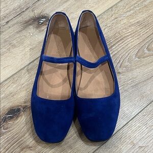 Blue velvet Madewell Mary Jane flats
